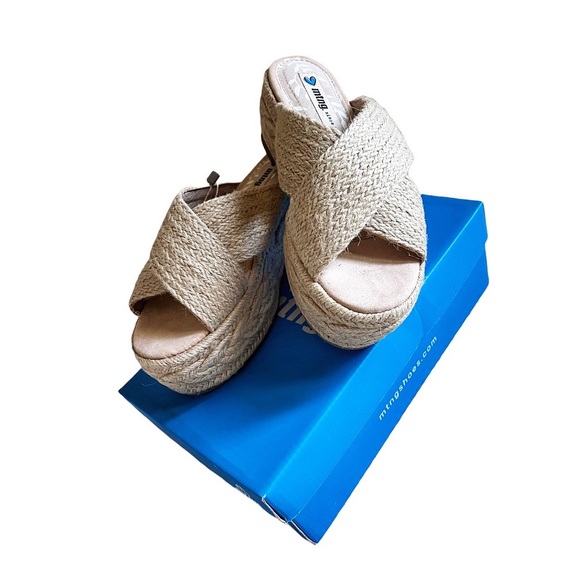 NIB Natural Jute Espadrilles Slides by MTNG SHOES Size 40 - Picture 2 of 9